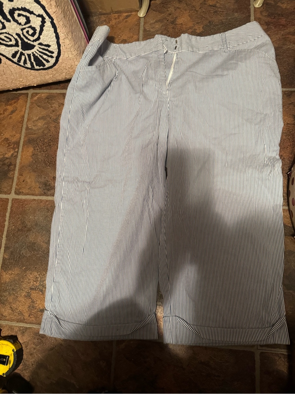 Dress Barn Blue & White Pinstripe Capris